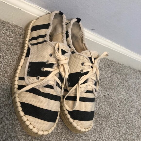 Striped Canvas Espadrille Sneakers - Size 9 - Picture 1 of 10